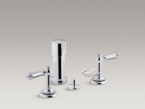 Kohler K-72765-4-CP; Artifacts (R); widespread bidet faucet with lever handles; in Polished Chrome