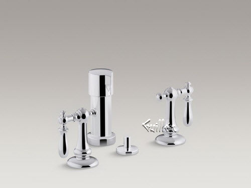 Kohler K-72765-9M-CP; Artifacts (R); widespread bidet faucet with swing lever handles; in Polished Chrome; Discontinued Product