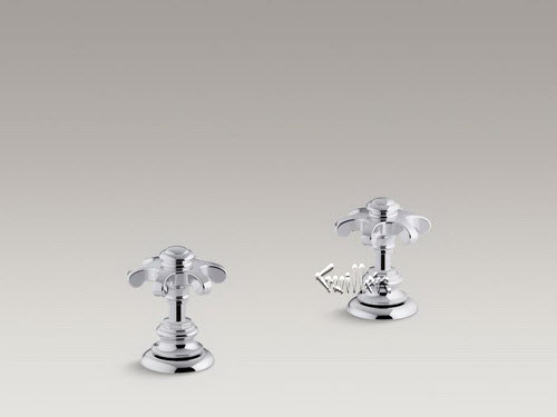 Kohler K-98068-3M-CP; Artifacts (R); bathroom sink prong handles; in Polished Chrome