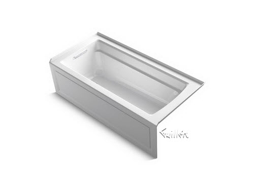 Kohler K-1949-VBLAW; Archer (R); VibrAcoustic (R); 66"" x 32"" integral apron bath with Bask (TM); heated surface tile flange and left-hand drain repair replacement technical part breakdown