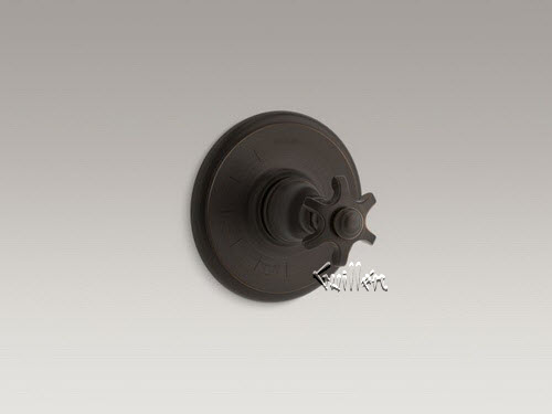 Kohler K-T72767-3M; Artifacts (R) ; Rite-Temp (R) pressure-balancing valve trim with prong handle repair replacement technical part breakdown