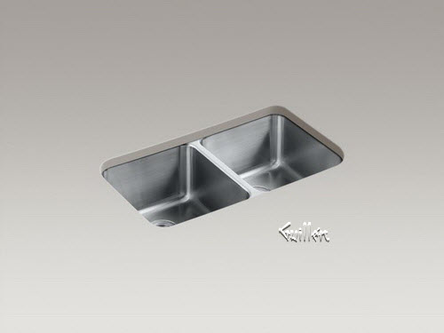 Kohler K-3171-HCF; Undertone (R); Preserve (TM); 31-3/4"" x 18"" x 9-1/2"" under-mount double-equal bowl kitchen sink repair replacement technical part breakdown