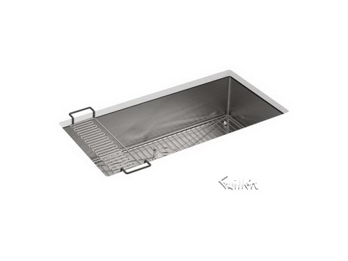 Kohler K-5283; Strive (TM); 35"" x 18-5/16"" x 9-5/16"" under-mount extra-large single bowl kitchen sink with basin rack repair replacement technical part breakdown