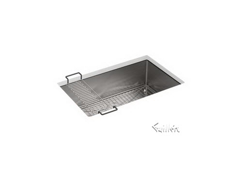 Kohler K-5409; Strive (TM); 29"" x 18-5/16"" x 9-5/16"" under-mount medium single bowl kitchen sink with basin rack repair replacement technical part breakdown