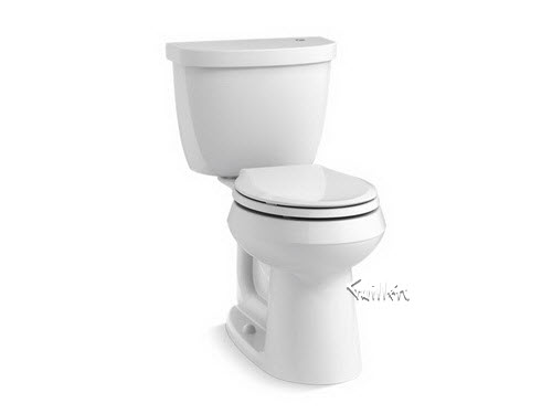 Kohler K-6419; Cimarron (R); Comfort Height (R) two-piece round-front 1.28 gpf touchless toilet with AquaPiston (R); flushing technology repair replacement technical part breakdown
