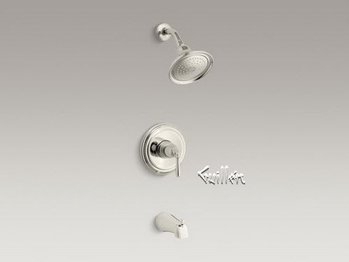 Kohler K-T395-4E; Devonshire (R) ; Rite-Temp (R) pressure-balancing bath and shower faucet trim valve not included repair replacement technical part breakdown