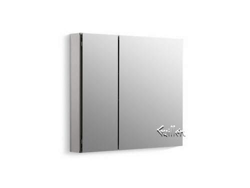 Kohler K-99893; 30"" W x 26"" H aluminum two-door medicine cabinet with mirrored doors repair replacement technical part breakdown