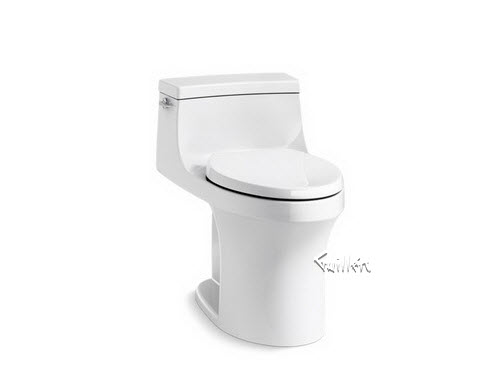 Kohler K-5172; San Souci (TM); Comfort Height (R) one-piece compact elongated 1.28 gpf toilet with AquaPiston (R); flushing technology and left-hand trip lever repair replacement technical part breakdown