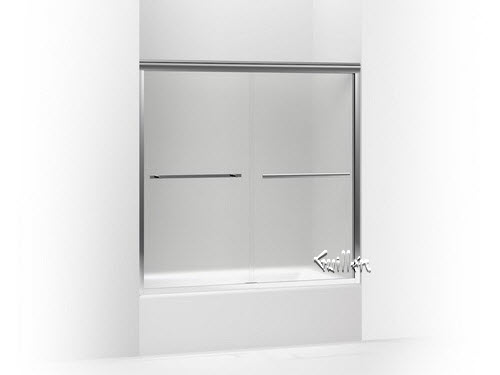 Kohler K-709062-D3; Gradient (TM); sliding bath door 58-1/16"" H x 59-5/8"" W with 1/4"" thick Frosted glass repair replacement technical part breakdown