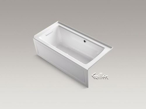 Kohler K-1947-GLAW; Archer (R); 60"" x 30"" alcove BubbleMassage (TM) air bath with integral apron left-hand drain and Bask (TM); heated surface repair replacement technical part breakdown