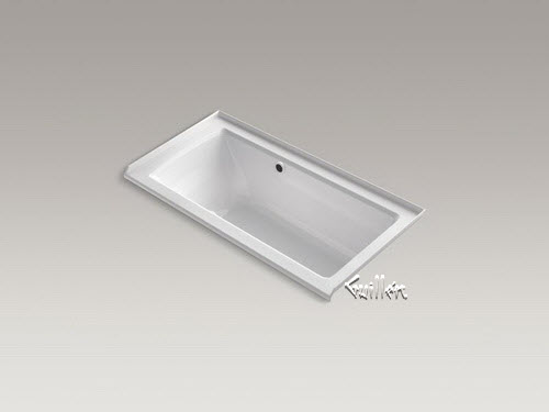 Kohler K-1947-GRW; Archer (R); 60"" x 30"" alcove BubbleMassage (TM) air bath with tile flange right-hand drain and Bask (TM); heated surface repair replacement technical part breakdown