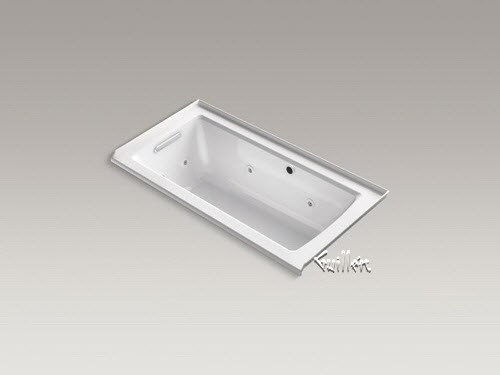 Kohler K-1947-LW; Archer (R); 60"" x 30"" alcove whirlpool with Bask (TM); heated surface tile flange and left-hand drain repair replacement technical part breakdown