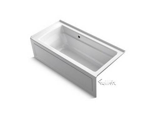 Kohler K-1948-RAW; Archer (R); 66"" x 32"" alcove bath with Bask (TM); heated surface integral apron tile flange and right-hand drain repair replacement technical part breakdown