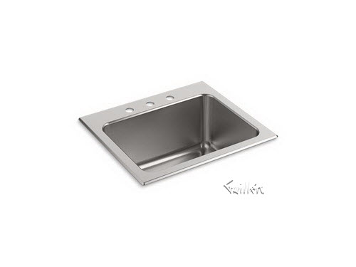 Kohler K-5798-3; Ballad (TM); 25"" x 22"" x 11-5/8"" top-mount utility sink with 3 faucet holes repair replacement technical part breakdown