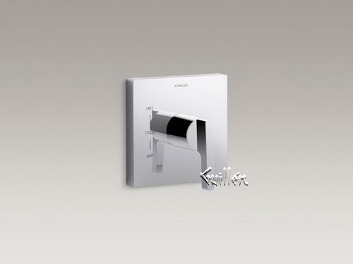 Kohler K-T99761-4; Honesty (TM) ; valve trim with lever handle for Rite-Temp (R) pressure-balancing valve requires valve repair replacement technical part breakdown