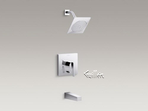Kohler K-T99763-4; Honesty (TM) ; bath and shower trim set with 2.0 gpm showerhead and lever handle for Rite-Temp (R) pressure-balancing valve repair replacement technical part breakdown