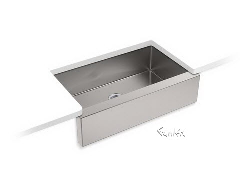 Kohler K-5415; Strive (TM); Self-Trimming (R); 35-1/2"" x 21-1/4"" x 9-5/16"" under-mount large single-bowl kitchen sink with tall apron repair replacement technical part breakdown