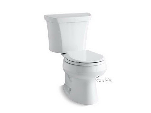 Kohler K-3987-RA; Wellworth (R); two-piece round-front dual-flush toilet with Class Five (R); flush technology and right-hand trip lever repair replacement technical part breakdown