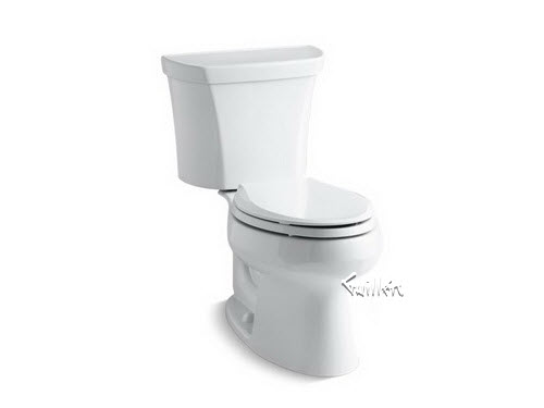 Kohler K-3988-RA; Wellworth (R); two-piece elongated dual-flush toilet with right-hand trip lever repair replacement technical part breakdown