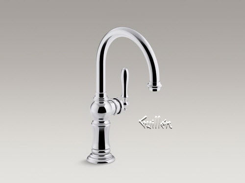 Kohler K-99264-CP; Artifacts (R); single-hole bar sink faucet with 13-1/16"" swing spout Arc spout design; in Polished Chrome