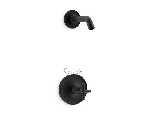 Kohler K-TLS14422-3-BL; Purist(R); rite-temp(R) shower valve trim with cross handle less showerhead; in Matte Black