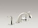 Kohler K-T398-4; Devonshire (R) ; deck-/rim-mount high-flow bath faucet trim with 9" spout and lever handles, valve not included repair replacement technical part breakdown